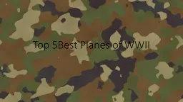 Top 5Best Planes of WWII