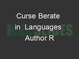Curse Berate in  Languages Author R