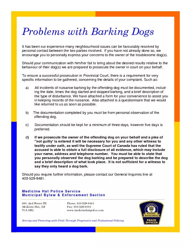 Problems with Barking Dogs