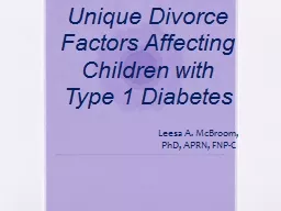 Unique Divorce Factors Affecting Children with Type 1 Diabe