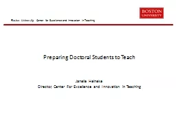 Preparing Doctoral Students to Teach