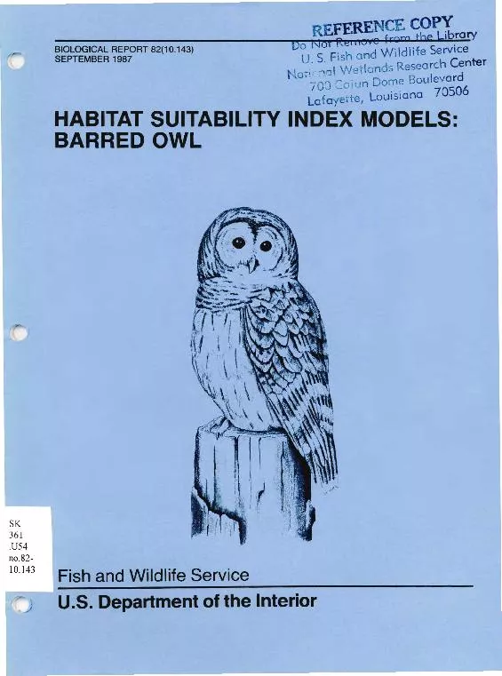 Louisiana70506HABITATSUITABILITYINDEXMODELS:BARREDOWLFishandWildlifeSe