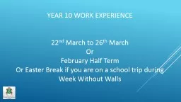 YEAR 10 WORK EXPERIENCE