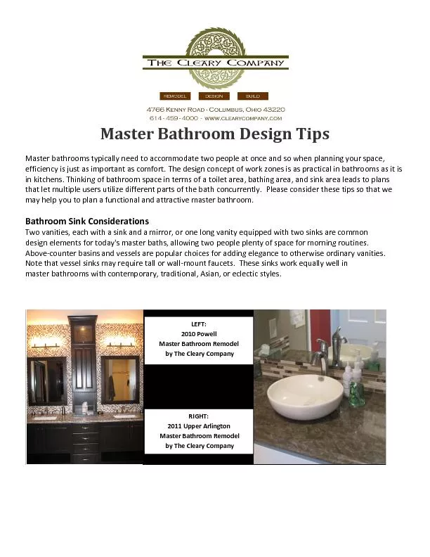 Master Bathroom Design Tips