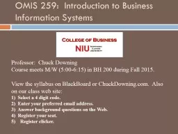 OMIS 259:  Introduction to Business Information Systems