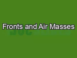 Fronts and Air Masses