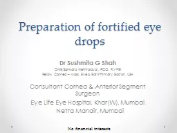 Preparation of fortified eye drops