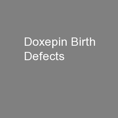 Doxepin Birth Defects