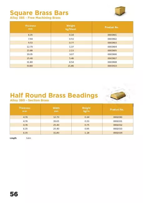 Square Brass BarsAlloy 385 - Free Machining Brass