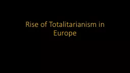Rise of Totalitarianism in Europe