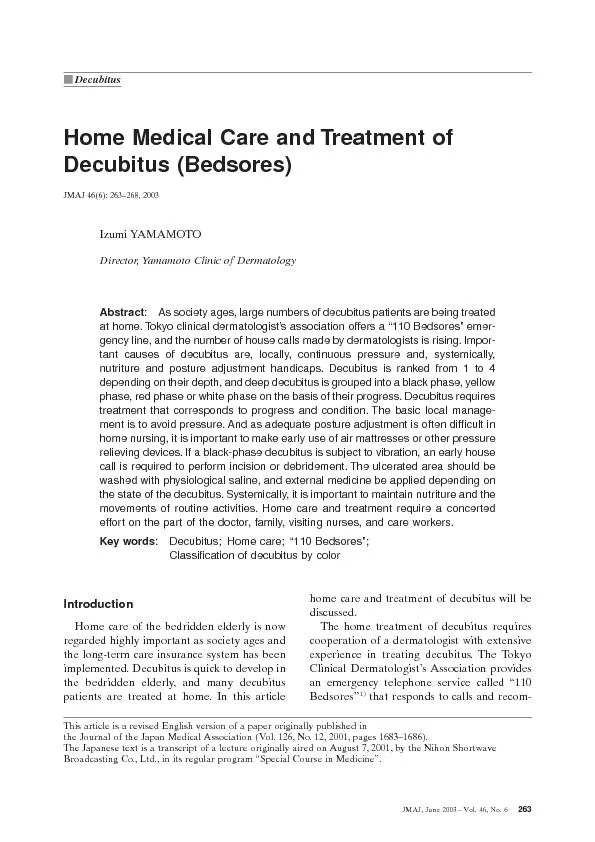 Home Medical Care and Treatment ofJMAJ 46(6): 263