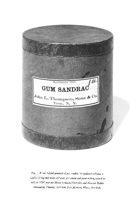 Fig. 1. As this labeled container ojgum sandrac (or sandarac) indicate