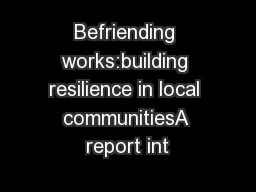 Befriending works:building resilience in local communitiesA report int
