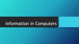Information in Computers