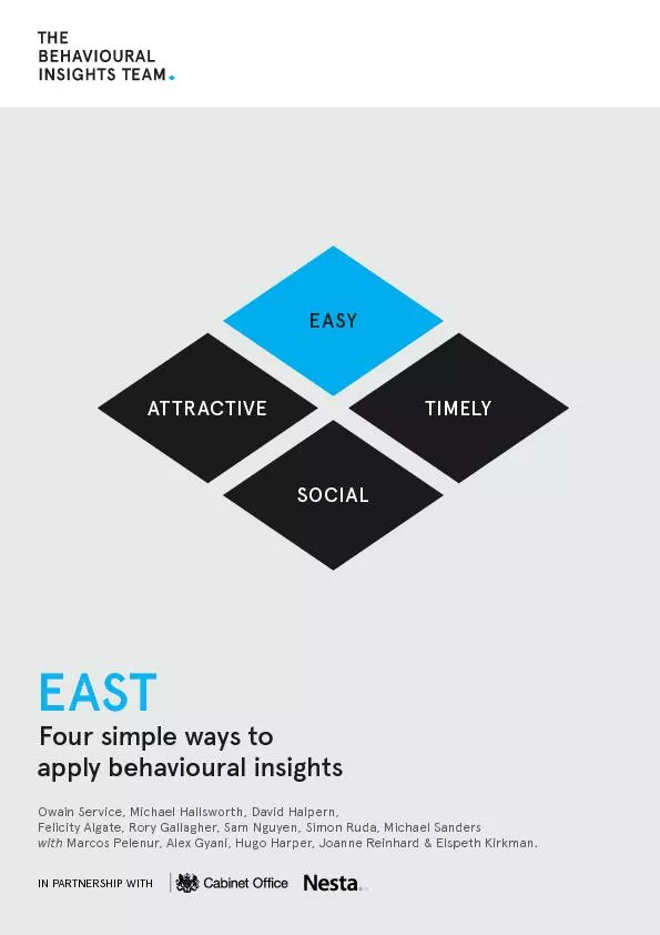 EASTFour simple ways to apply behavioural insightsOwain Service, Micha