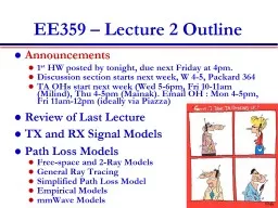 EE359 – Lecture 2 Outline