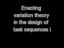 Enacting variation theory in the design of task sequences i