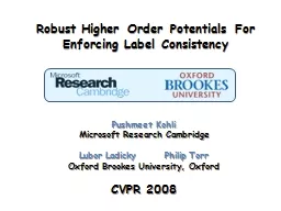 Robust Higher Order Potentials For Enforcing Label Consiste