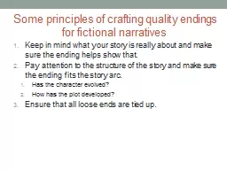 Some principles of crafting quality endings for fictional n