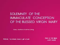 Solemnity of the Immaculate conception of the blessed virgi