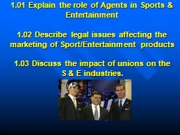 1.01 Explain the role of Agents in Sports & Entertainme