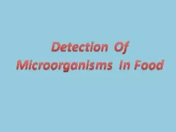 Detection Of Microorganisms In Food