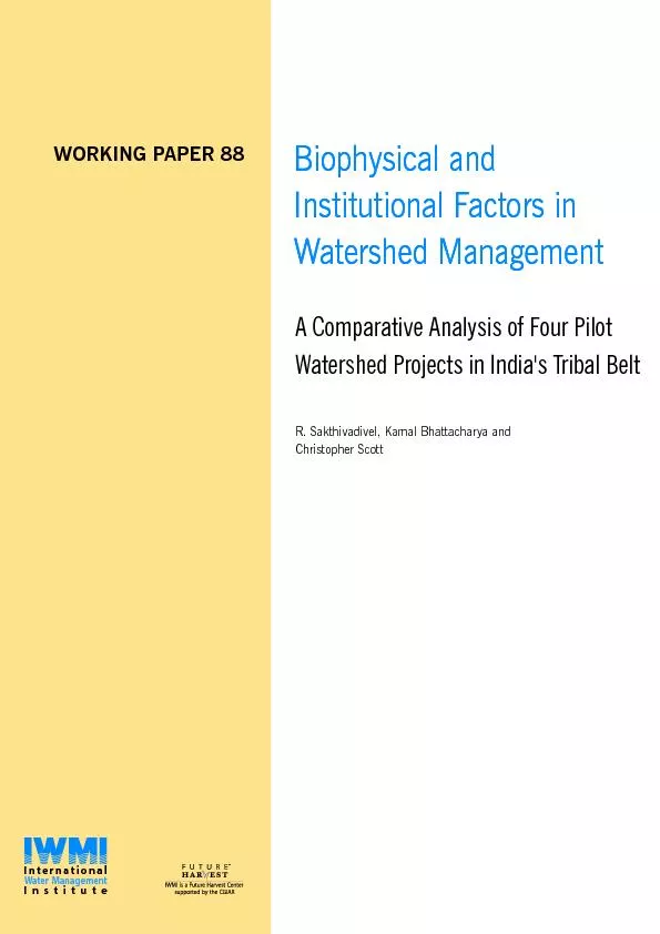 	


Biophysical and Institutional Factors in WatershedWate