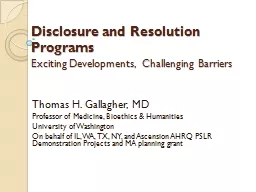 Disclosure and Resolution Programs