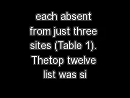 each absent from just three sites (Table 1). Thetop twelve list was si