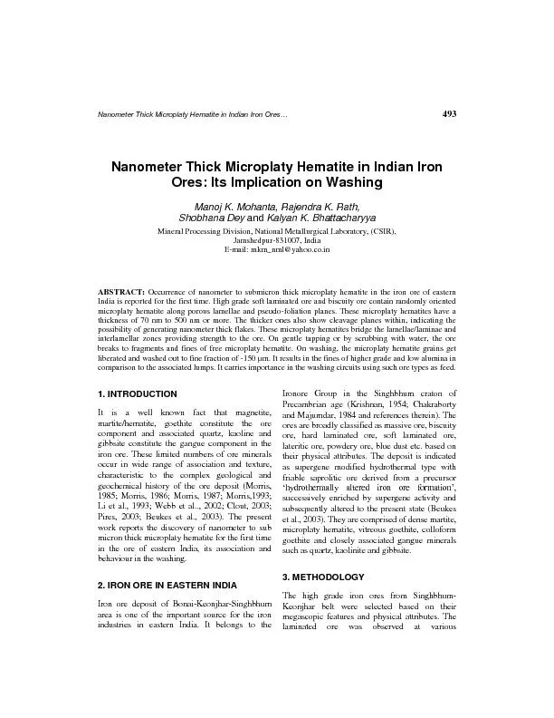 Nanometer Thick Microplaty Hematite in Indian Iron Ores…
...