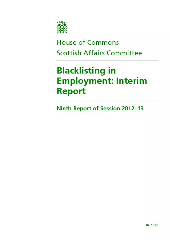 HC 1071    House of Commons Scottish Affairs Committee  Blacklisting i