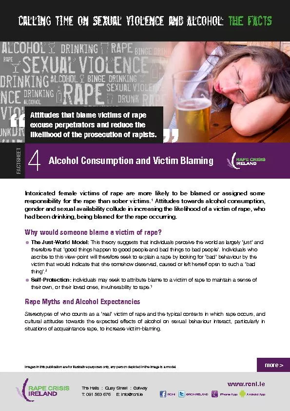 Calling Time on Sexual Violence and Alcohol: THE FACTSIntoxicated fema