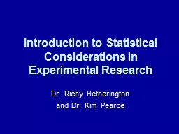 Introduction to Statistical Considerations in Experimental