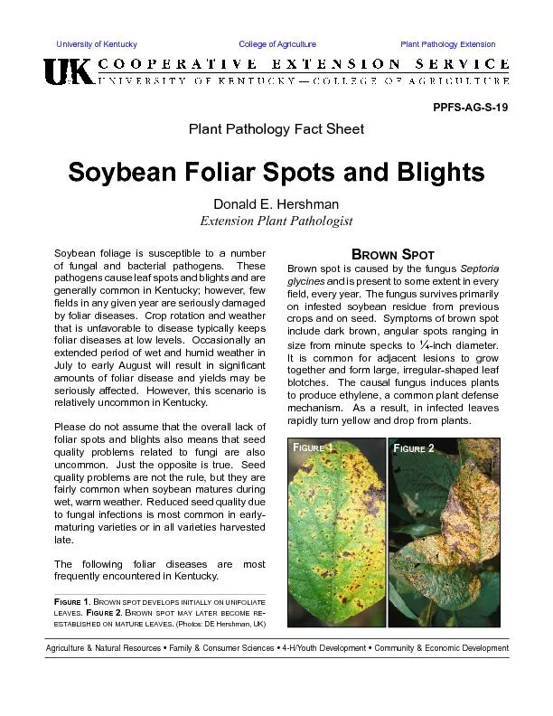 soybean foliage is susceptible to a number of fungal and bacterial pat