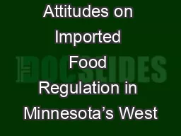 Attitudes on Imported Food Regulation in Minnesota’s West