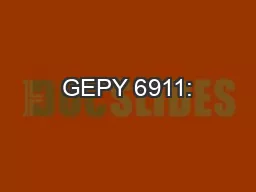 GEPY 6911: