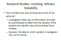 Research Studies Involving Witness Reliability