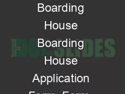 Unity Bo arding House Application Form Boarding House Boarding House Application Form  Form  Boarding House  Version