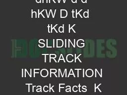 dhKW d d hKW D tKd  tKd K SLIDING TRACK INFORMATION Track Facts  K