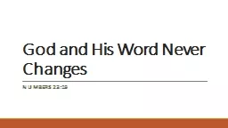 God and His Word Never Changes