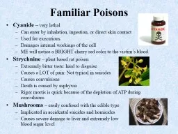 Familiar Poisons