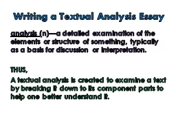Writing a Textual Analysis Essay