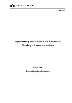 July  Implementing a macroprudential framework Blending boldness and realism C