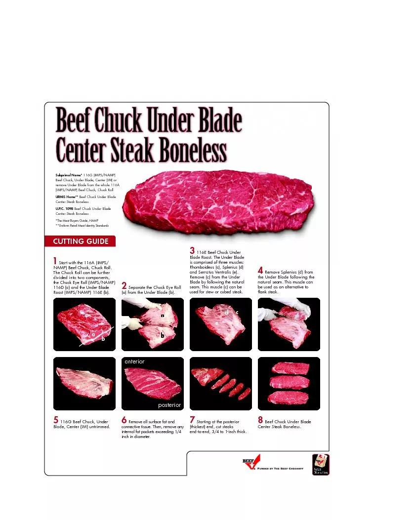 Beef Chuck Under BladeCenter Steak BonelessBeef Chuck Under BladeCente