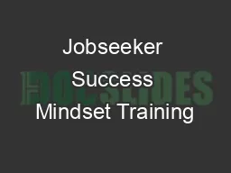 Jobseeker Success Mindset Training