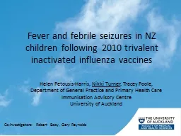 Fever and febrile seizures in NZ children following 2010 tr