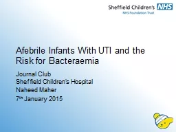 Afebrile Infants With UTI and the Risk for Bacteraemia