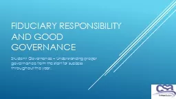 Fiduciary responsibility and good governance