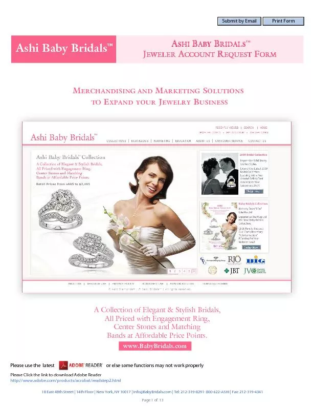 Ashi Baby Bridals Jeweler Account Request FormTMAshi Baby BridalsPage