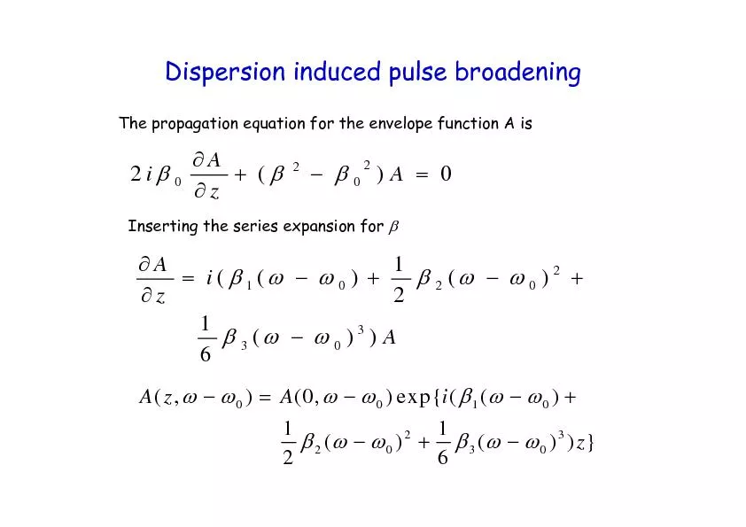 Dispersion induced pulse broadening